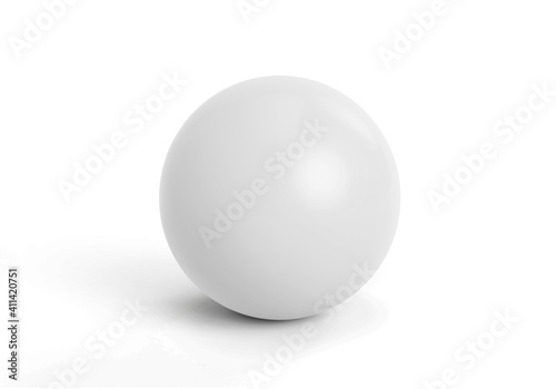 White sphere with shadow. Ball. 3D render