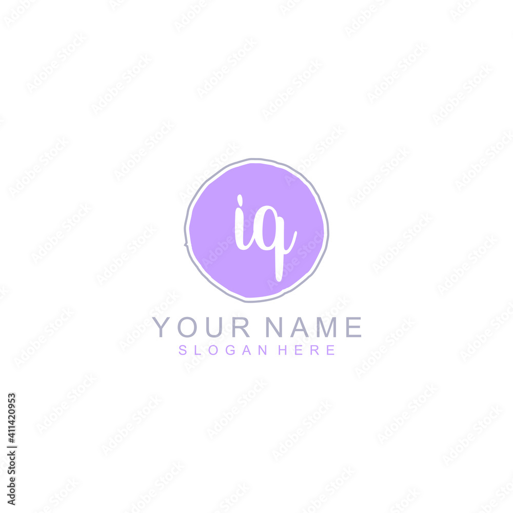 IQ Initial handwriting logo template vector IQ Initial handwriting logo template vector