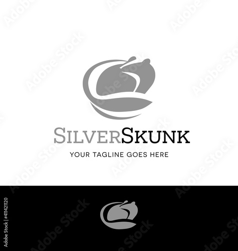 Silver skunk logo for business, organization or websites. Vector Illustration