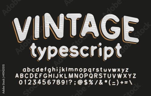 Vintage alphabet font. Hand drawn letters, numbers and symbols. Uppercase and lowercase. Stock vector typescript for your typography design.