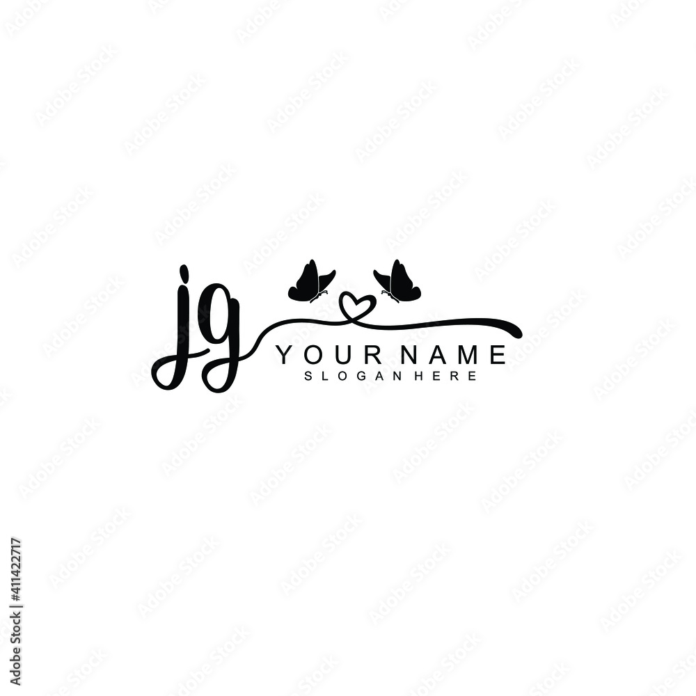 JG Initial handwriting logo template vector JG Initial handwriting logo template vector