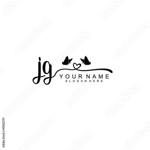 JG Initial handwriting logo template vector
