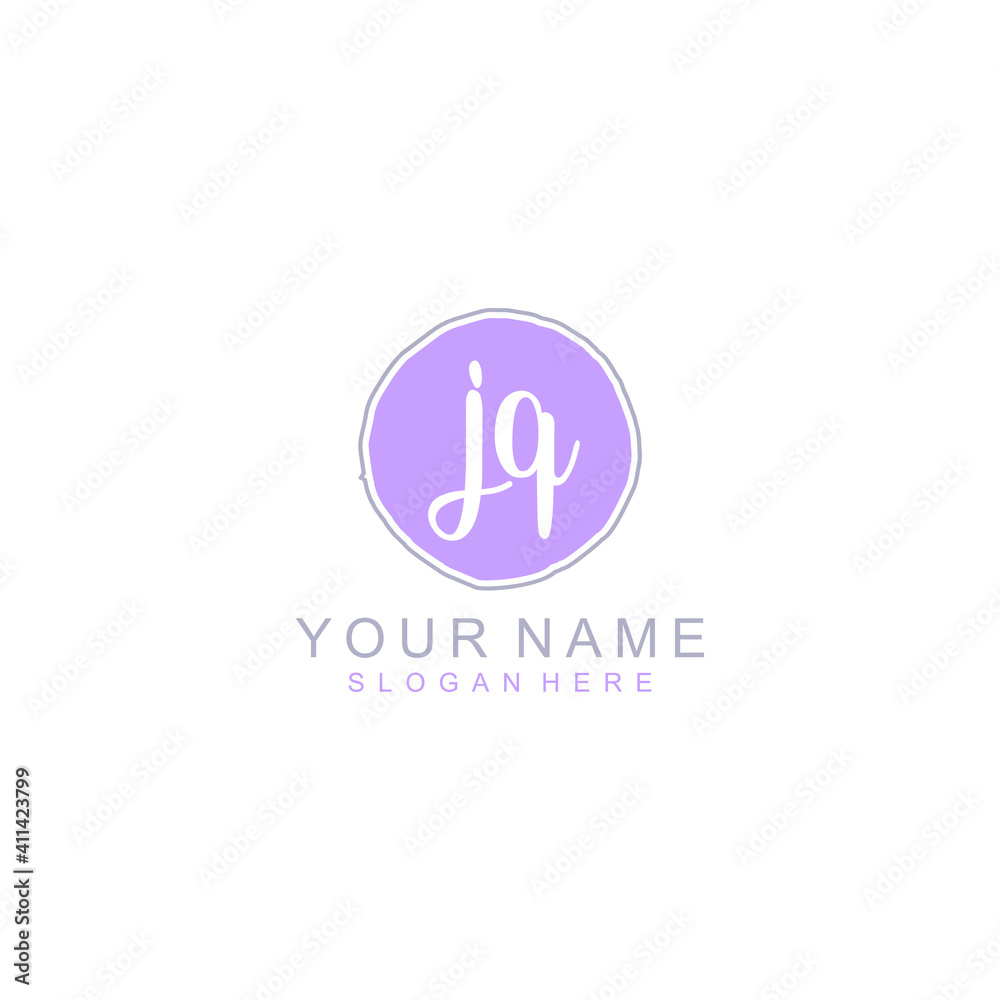 JQ Initial handwriting logo template vector