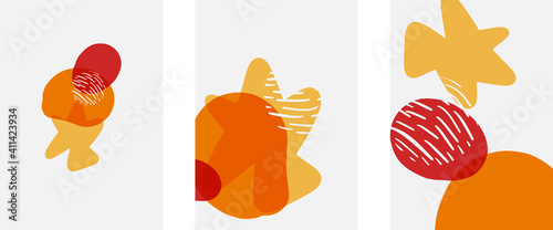 Hand drawn doodle shapes, wall art painting style, vector abstract background templates. A4 poster design or for covers, banners, flyers