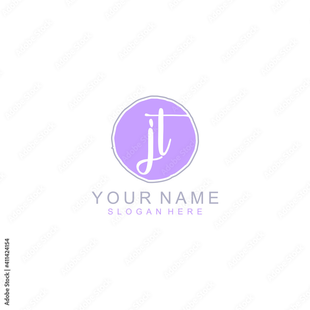 JT Initial handwriting logo template vector JT Initial handwriting logo template vector