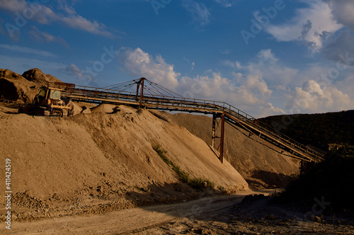 bulldozer bridge construction excavation sand road industrial work iron