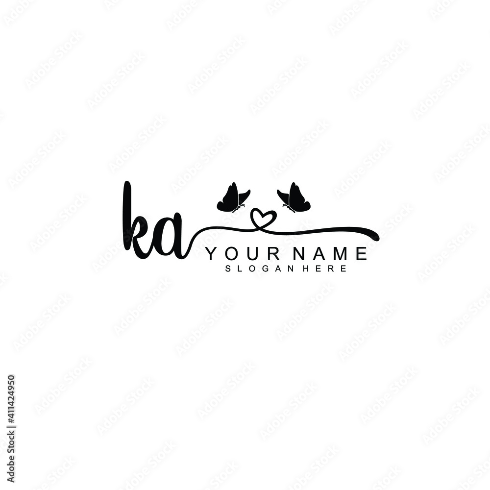 KA Initial handwriting logo template vector KA Initial handwriting logo template vector