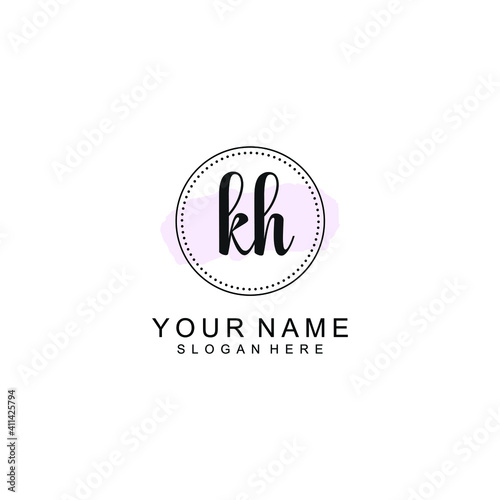 KH Initial handwriting logo template vector