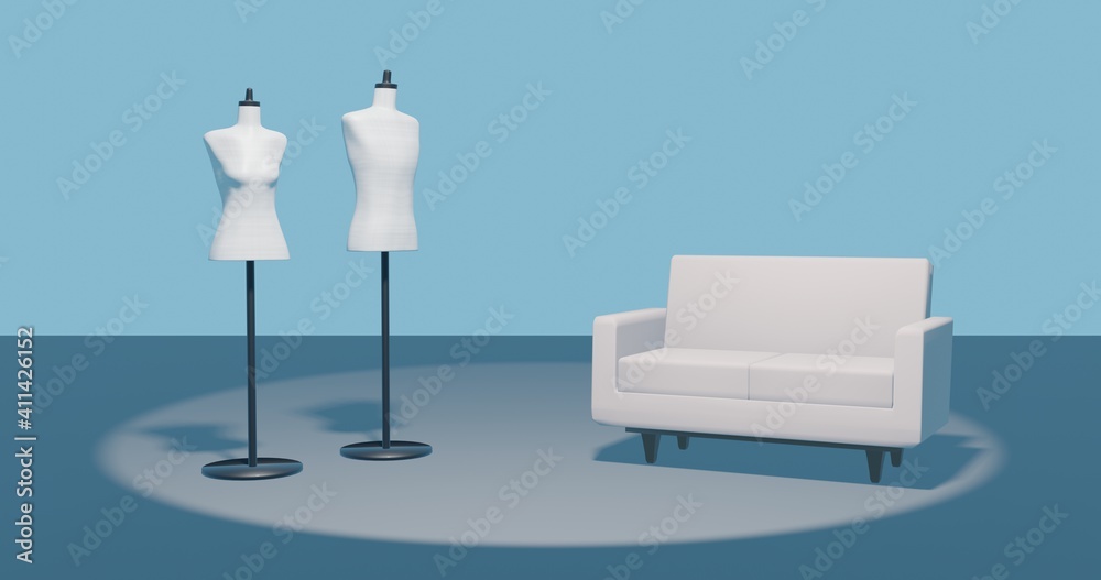 トルソー2体 男性 女性 アパレル ファッションディスプレイ ソファ 3dcg Stock イラスト Adobe Stock