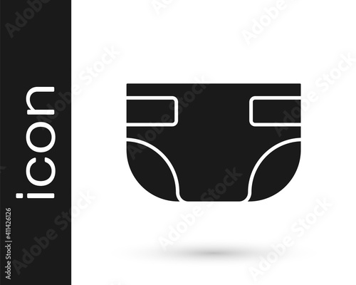 Black Baby absorbent diaper icon isolated on white background. Vector.