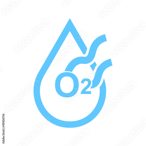 Oxygen vector icon with water drop. vector illustration Eps 10