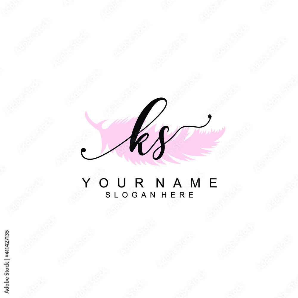 KS Initial handwriting logo template vector KS Initial handwriting logo template vector