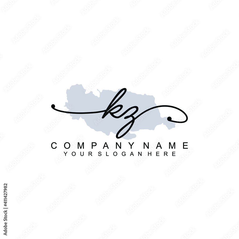 KZ Initial handwriting logo template vector KZ Initial handwriting logo template vector