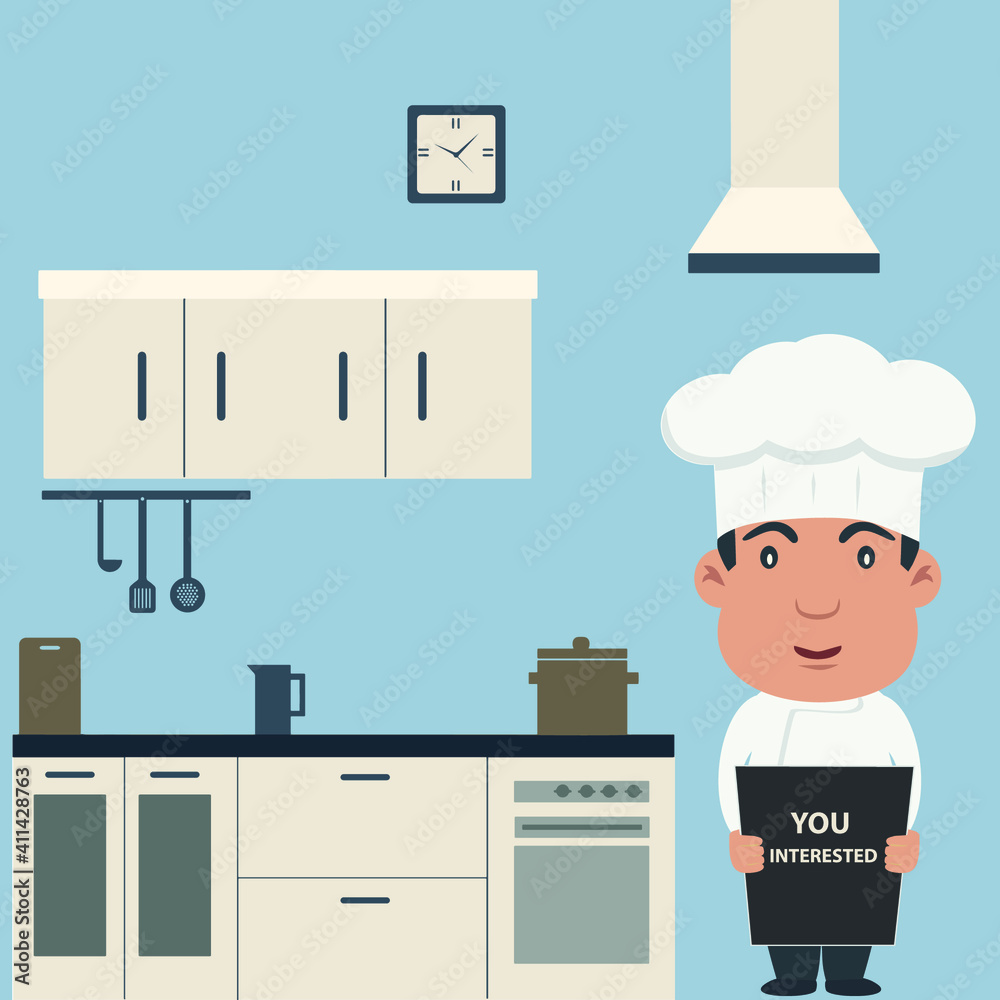 Chef memasak multitasking. Vektor mengisolasi karakter lucu pada putih.