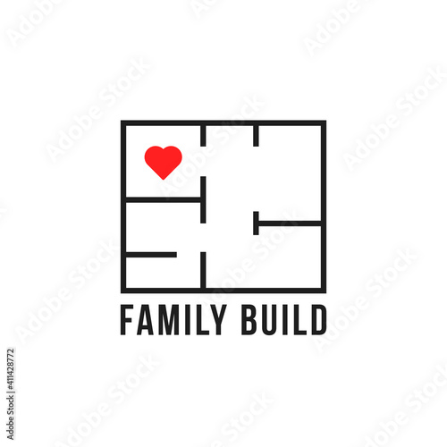 thin line family build simple logo