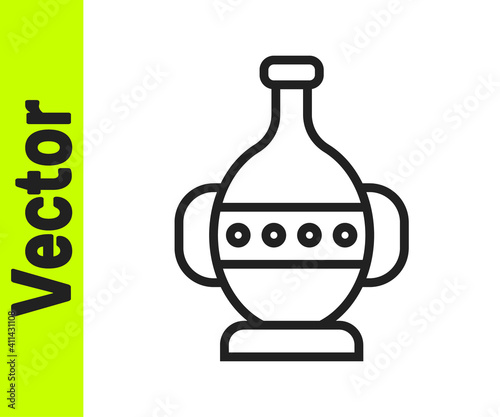 Black line Ancient amphorae icon isolated on white background. Vector.