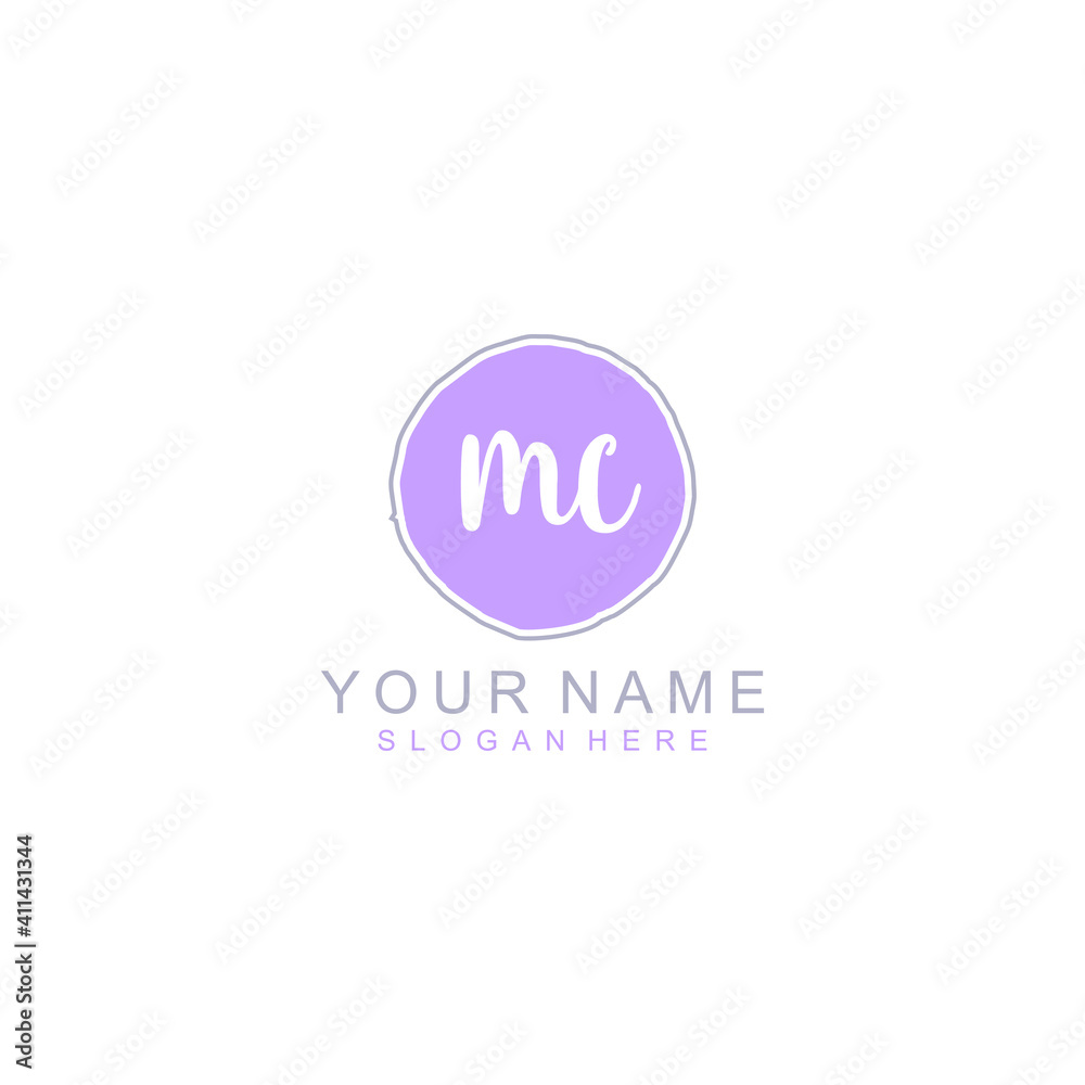 MC Initial handwriting logo template vector