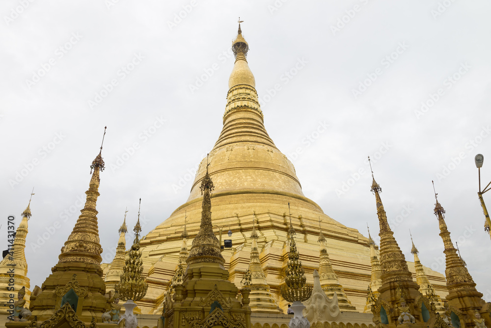 The Shwedagon pagoda the most famous landmark of Myanmar.   