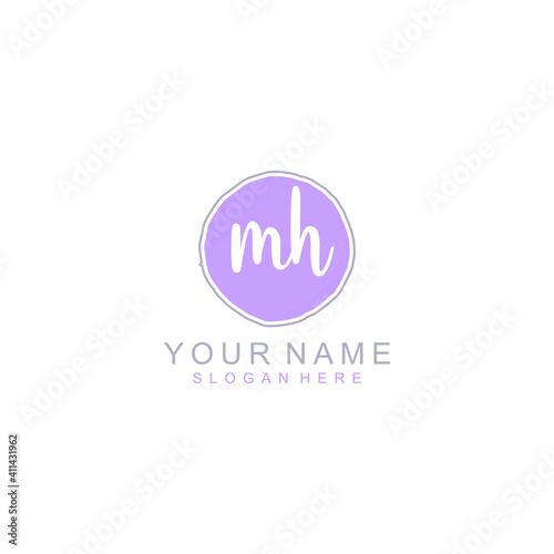 MH Initial handwriting logo template vector