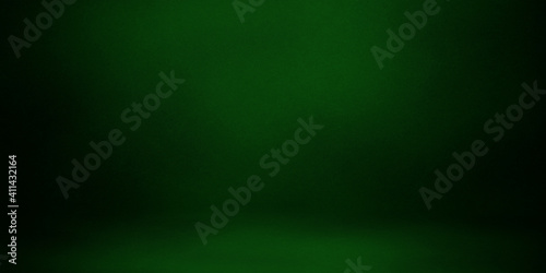  Green painted curved wall and floor for presentation, banner 