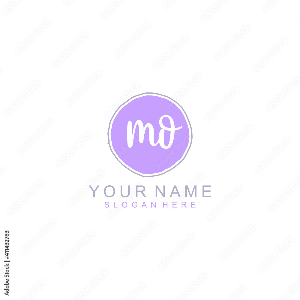 MO Initial handwriting logo template vector