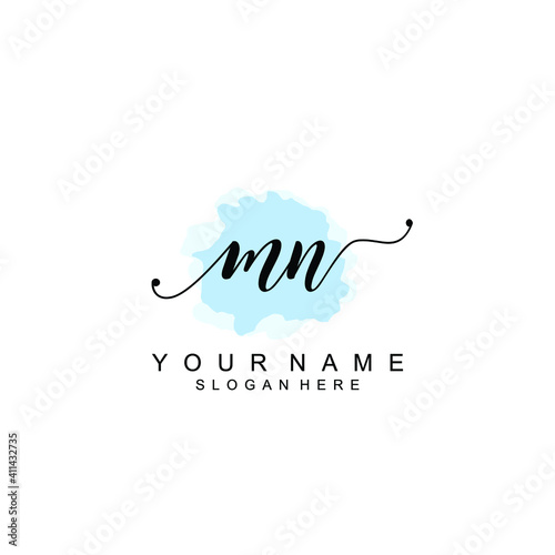 MN Initial handwriting logo template vector