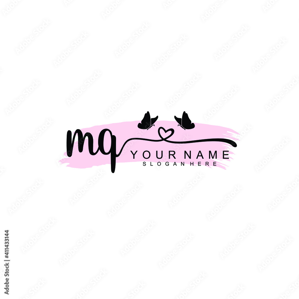 MQ Initial handwriting logo template vector
