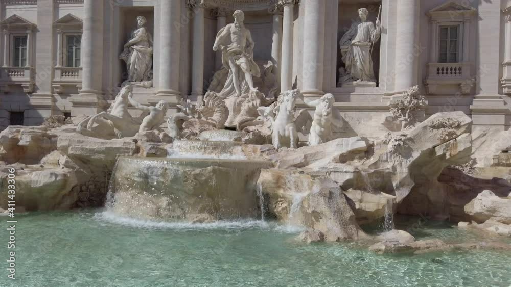 Trevi Fountain (Fontana di Trevi) in Rome. The Trevi Fountain is the largest Baroque fountain, is one of the most famous landmark in Rome. Trevi Fountain (Fontana di Trevi) in Rome. The Trevi Fountain is the largest Baroque fountain, is one of the most famous landmark in Rome.
