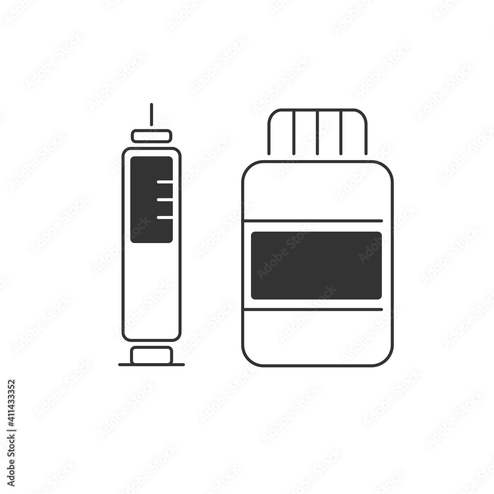 注射器とワクチンのイラスト素材