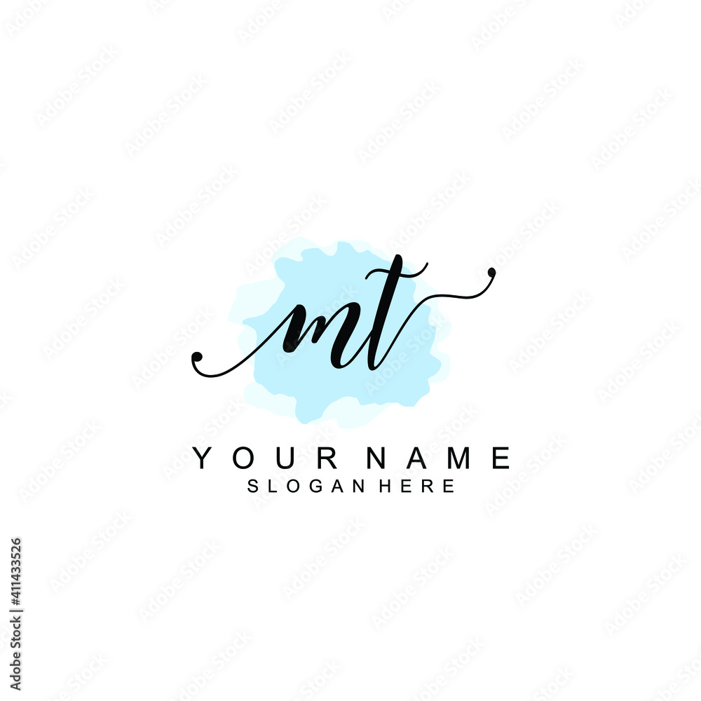 MT Initial handwriting logo template vector MT Initial handwriting logo template vector