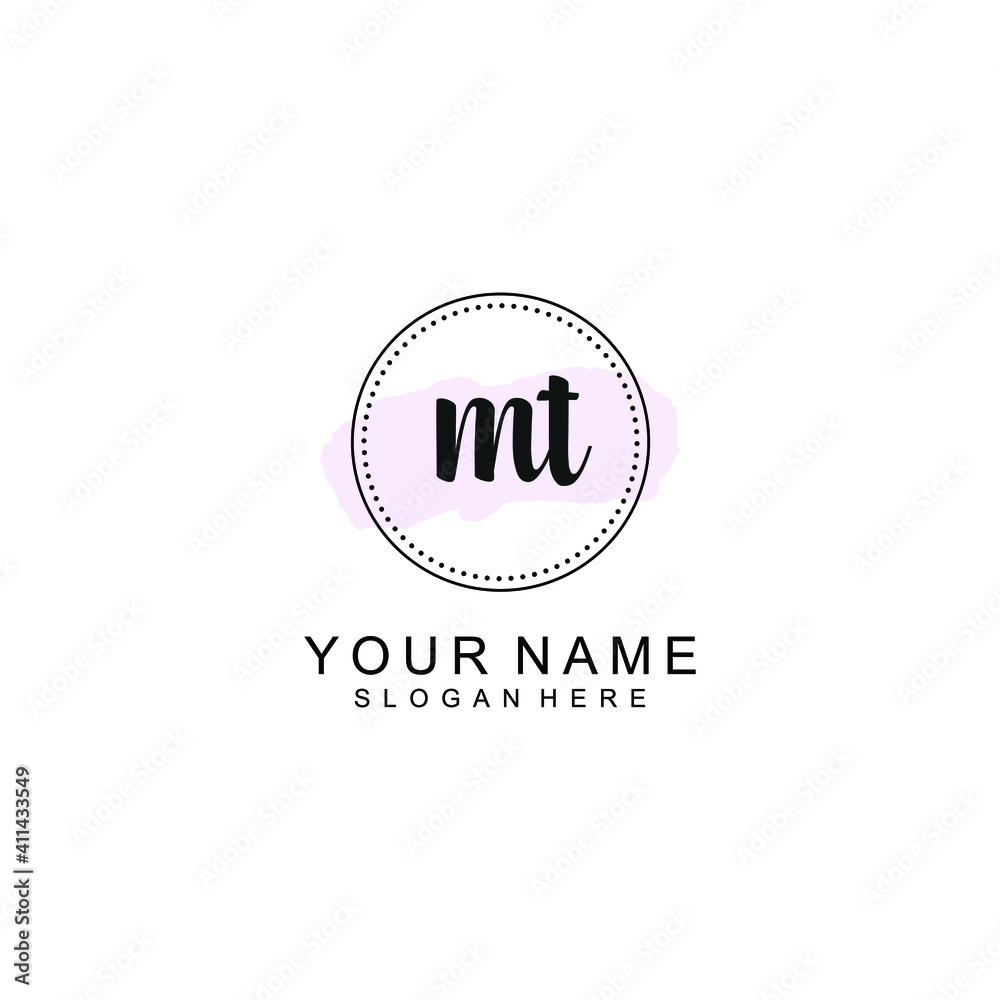 MT Initial handwriting logo template vector