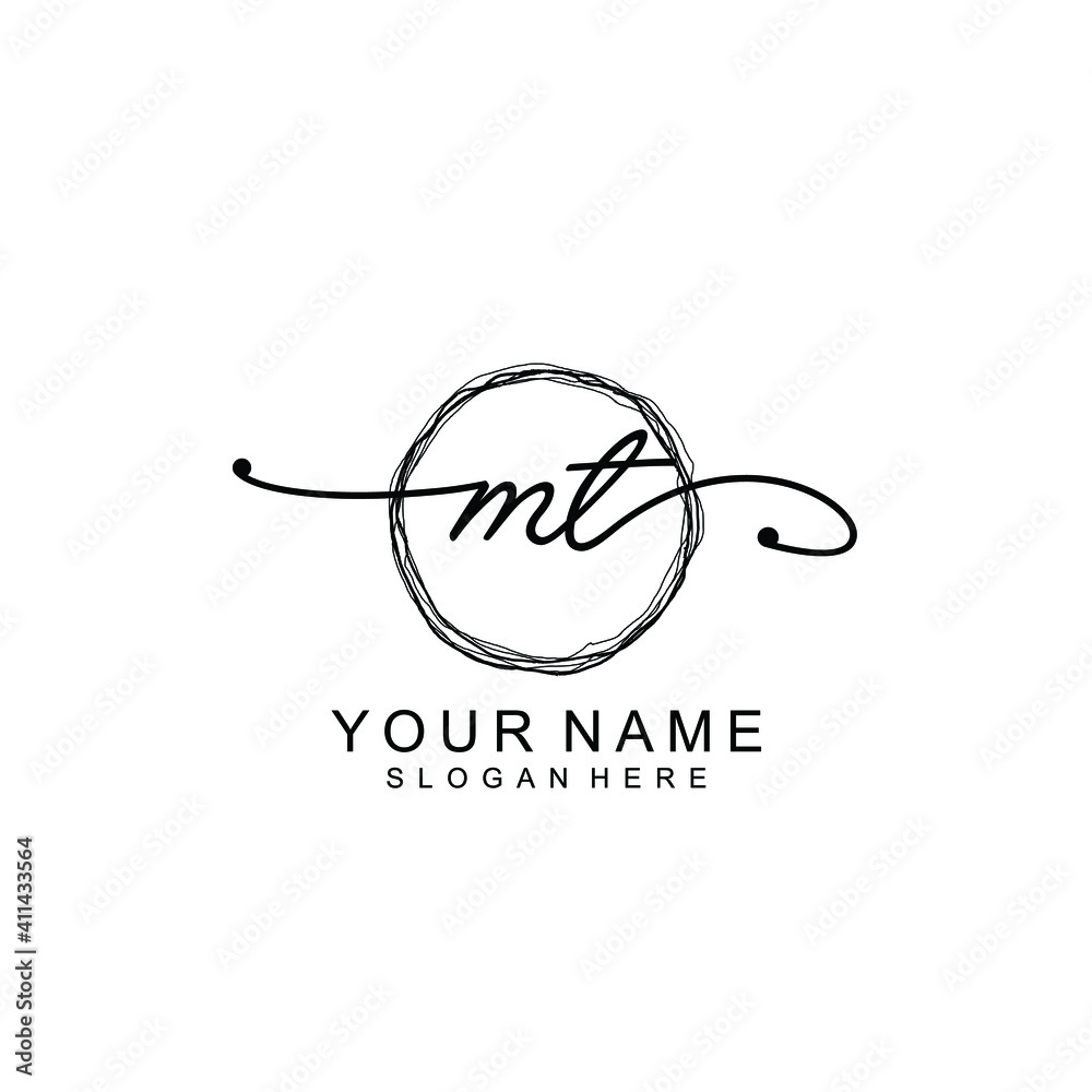 MT Initial handwriting logo template vector MT Initial handwriting logo template vector