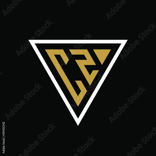 Initial letter CZ triangle logo design