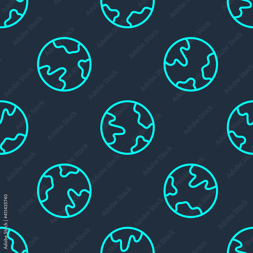 Green line Worldwide icon isolated seamless pattern on blue background. Pin on globe. Vector. Green line Worldwide icon isolated seamless pattern on blue background. Pin on globe. Vector.