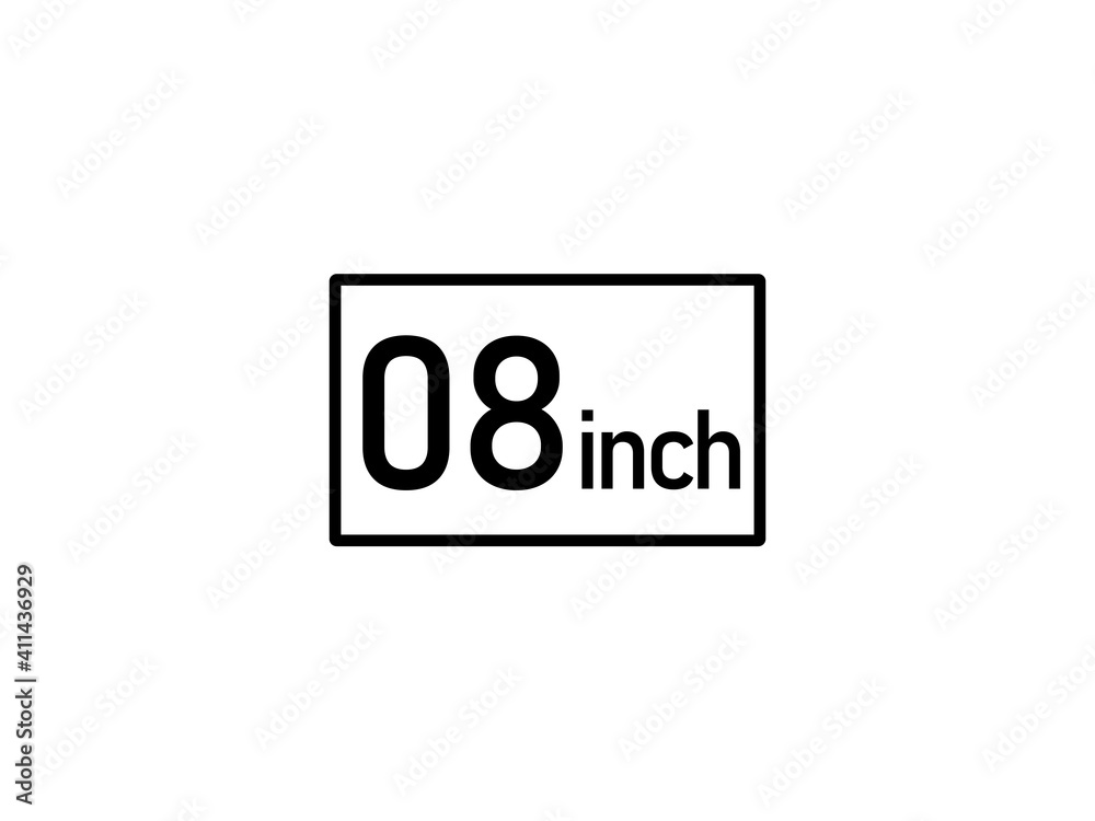 8 inches icon vector illustration, 8 inch size 8 inches icon vector illustration, 8 inch size