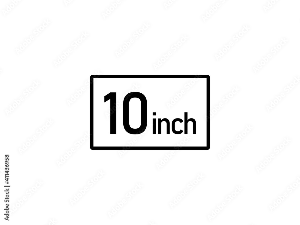 10 inches icon vector illustration, 10 inch size