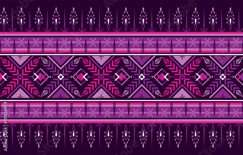 Geometric ethnic oriental floral seamless pattern traditional Design for background,carpet,wallpaper,clothing,wrapping,Batik,fabric,Vector illustration.embroidery style.