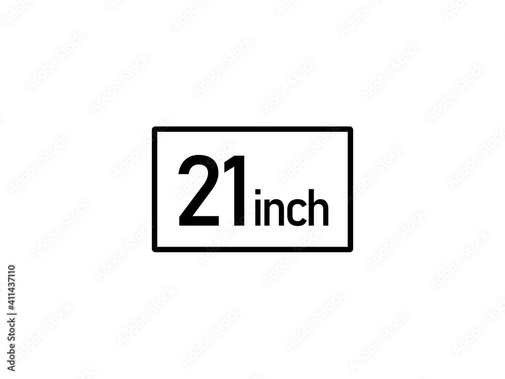 21 inches icon vector illustration, 21 inch size 21 inches icon vector illustration, 21 inch size