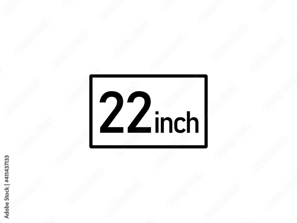 22 inches icon vector illustration, 22 inch size 22 inches icon vector illustration, 22 inch size