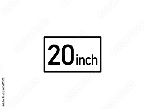 20 inches icon vector illustration, 20 inch size