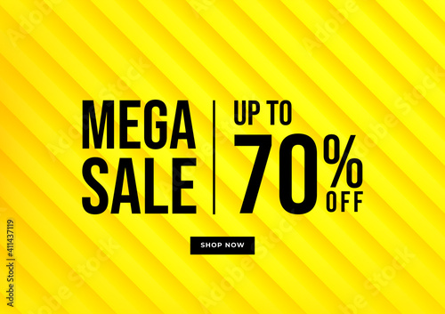 Mega Sale, Summer sale banner. Yellow background special offers and promotion template design.