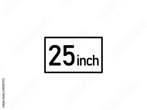 25 inches icon vector illustration, 25 inch size