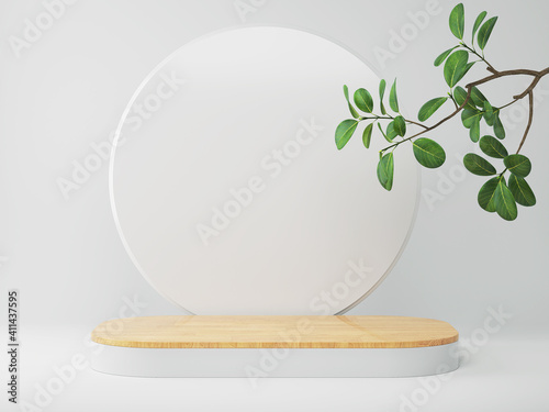 Fototapeta Naklejka Na Ścianę i Meble -  minimal white podium display for cosmetic product presentation, pedestal or platform background