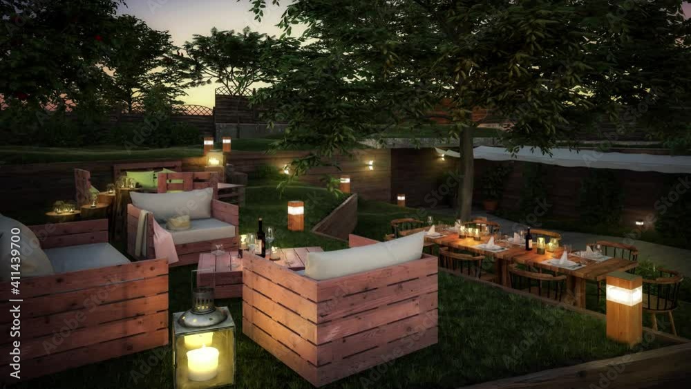 Garden Restaurant Project - loopable 3D visualizalation Garden Restaurant Project - loopable 3D visualizalation