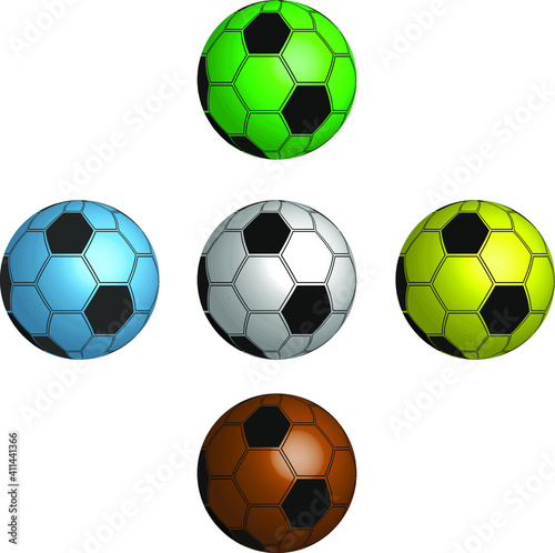 set of soccer balls on white background