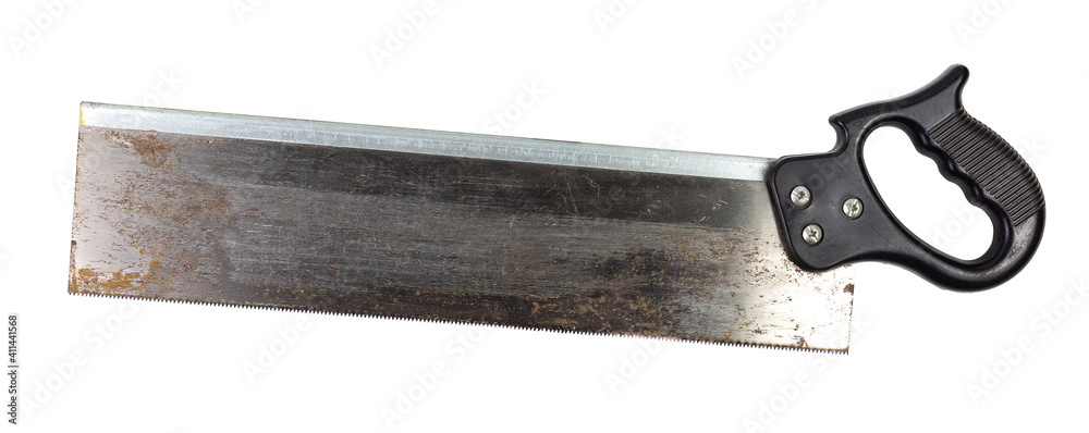 Old wood hacksaw isolated on white background Old wood hacksaw isolated on white background