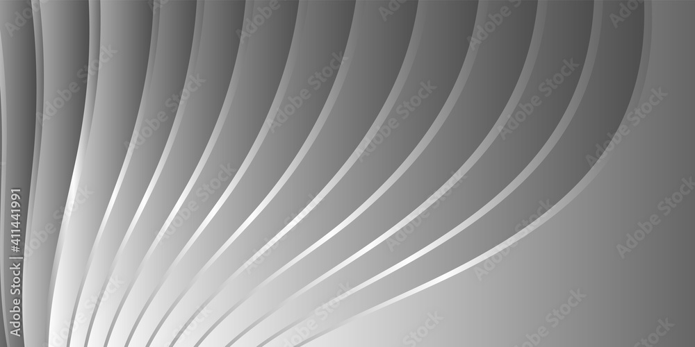 Naklejka premium Cover design, abstract background. Monochrome. Wavy parallel gradient lines, ribbons. Black and white banner, poster. EPS vector