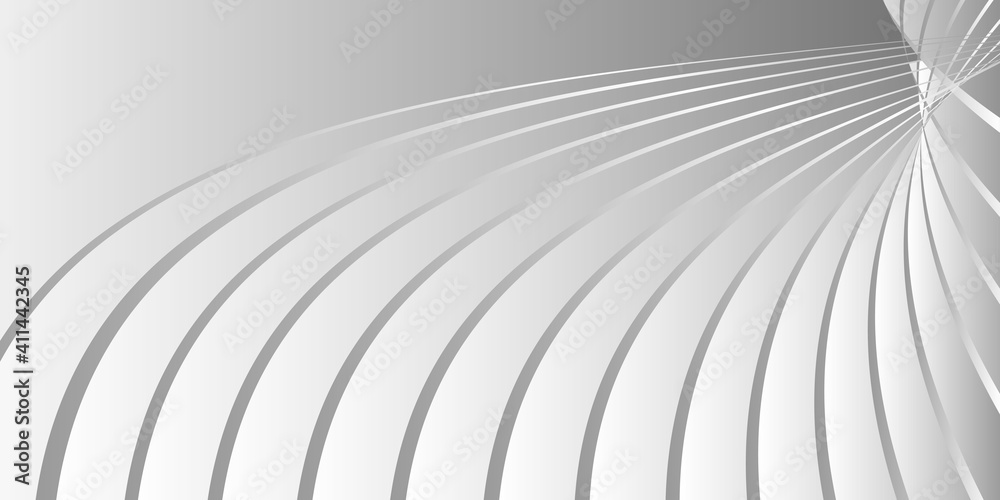 Cover design, abstract background. Monochrome. Wavy parallel gradient lines, ribbons. Black and white banner, poster. EPS vector
