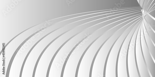 Cover design, abstract background. Monochrome. Wavy parallel gradient lines, ribbons. Black and white banner, poster. EPS vector