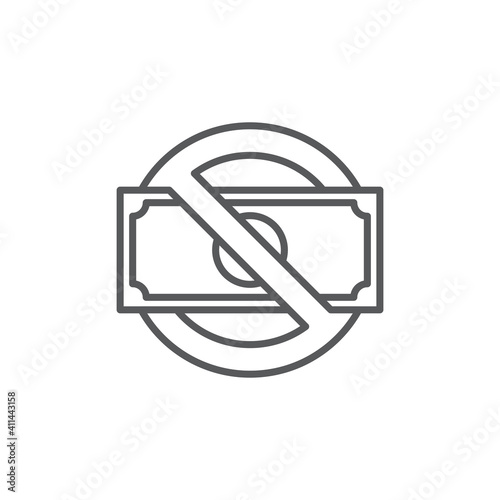 No money icon, color, line, outline vector sign, linear style pictogram isolated on white. Symbol, logo illustration